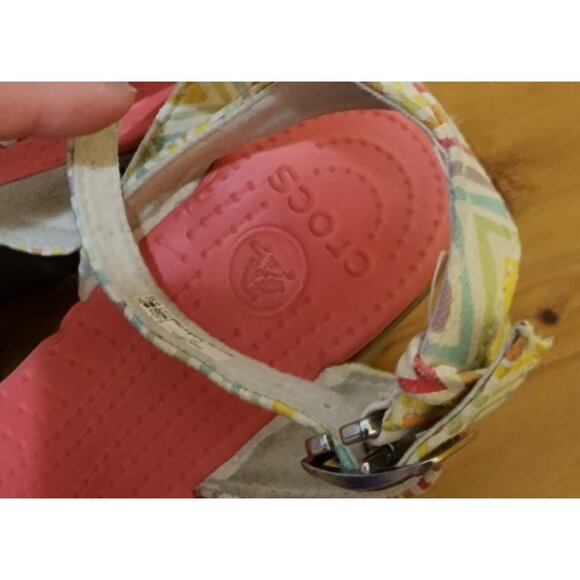 Crocs Leigh Womens Ankle Cross Strap Wedge Sandals Pink Multicolor 15313 Size 9 - Picture 6 of 12